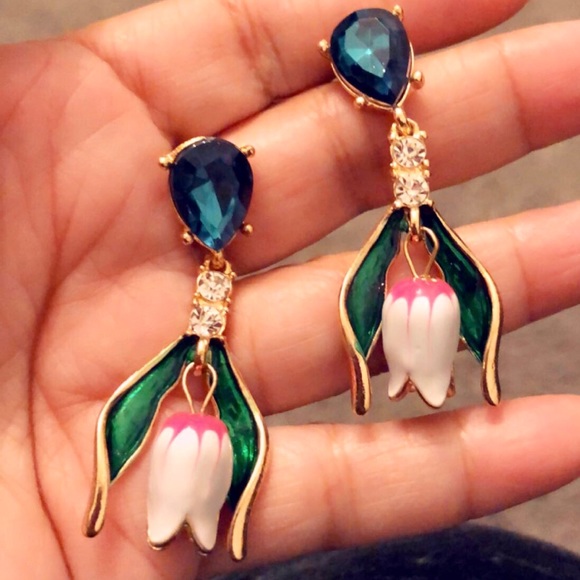 Jewelry - Lab-created Sapphire tulip statement earrings